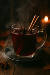 Steaming Mulled Wine with Cinnamon and Star Anise