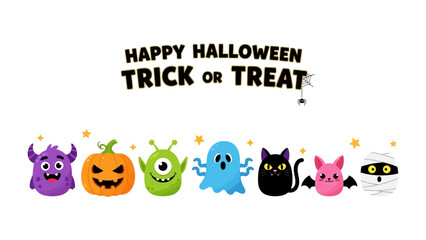 Spooky Delight: Playful Halloween characters invite trick-or-treating fun, bringing a cheerful ambiance with a whimsical display.