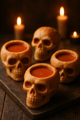 Bread Skull Bowls Filled with Tomato Soup