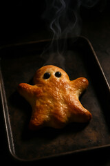 Freshly Baked Ghost Bread with Steam