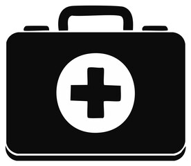 Obraz premium First Aid Kit Icon Black and White Medical Emergency Box