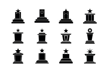 Fototapeta premium Podium Vector Icons – Award, Stage, and Achievement Symbol Set