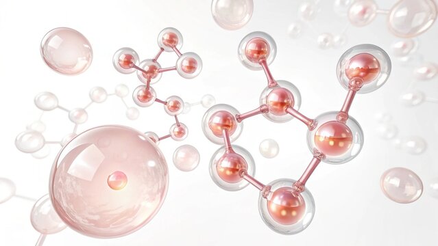 pink molecule on white background