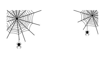Webs of intrigue: Two intricately woven spiderwebs, complete with tiny spiders, set against a backdrop of spooky symbolism.