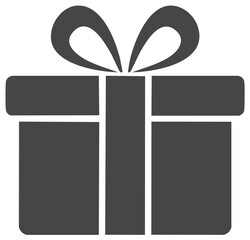 Simple graphic of a gift box with a ribbon bow perfect for celebrations and presents