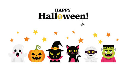 Halloween Cartoon Friends: A festive and colorful illustration featuring Halloween character friends set against a whimsical backdrop. showcasing the excitement of the spooky season.