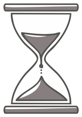 Hand drawn hourglass icon with flowing sand concept of time passing deadline and countdown