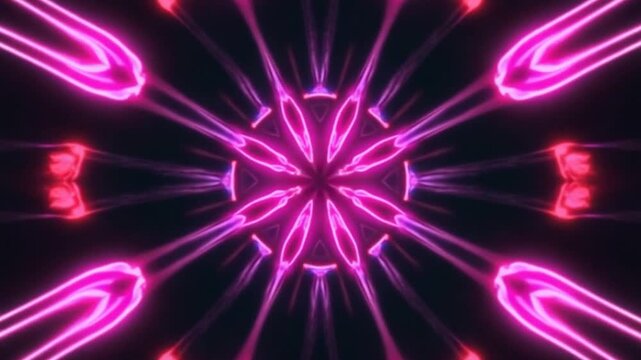 Abstract neon Kaleida background animation, music background, parties and discos show Seamless loop. 4K Seamless loop kaleidoscopic background