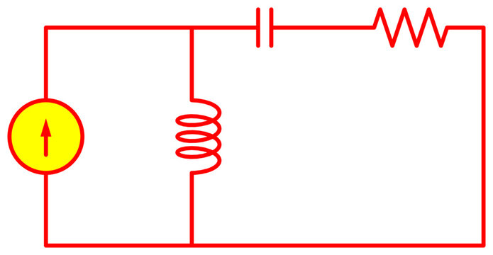 RLC Circuit Diagram with Current Source, Inductor, Capacitor, and Resistor