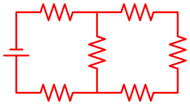 Resistor Network Circuit Diagram with Series and Parallel Connections with battery 