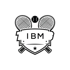 IBM Tennis Company logo. IBM Racket and Ball logo design for entrepreneur and business. IBM Athletic Branding best icon.

