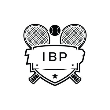 IBP Tennis Company logo. IBP Racket and Ball logo design for entrepreneur and business. IBP Athletic Branding best icon.
