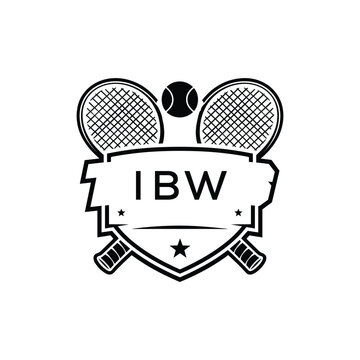 IBW Tennis Company logo. IBW Racket and Ball logo design for entrepreneur and business. IBW Athletic Branding best icon.
