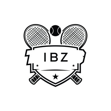 IBZ Tennis Company logo. IBZ Racket and Ball logo design for entrepreneur and business. IBZ Athletic Branding best icon.
