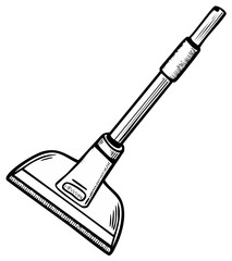 Vacuum Cleaner Head Hand Drawn Illustration, Cleaning Equipment Line Art