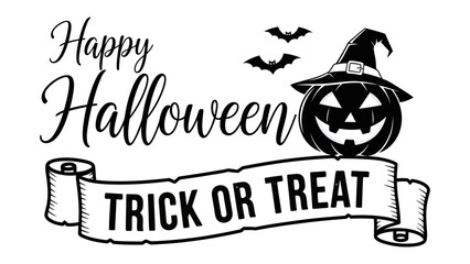Spooky Season Celebration: Spooky Halloween graphic featuring a grinning jack-o'-lantern wearing a witch's hat, bats soaring in the night, and festive banner promoting Trick or Treat
