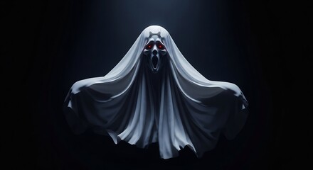 Eerie ghost for Halloween themes. Perfect for spooky posters, scary event invites, and eerie digital art. Haunting, supernatural horror concept with ghostly spirit.