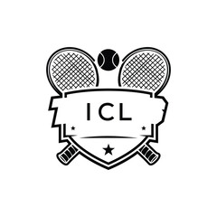 ICL Tennis Company logo. ICL Racket and Ball logo design for entrepreneur and business. ICL Athletic Branding best icon.
