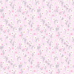 Ditsy floral seamless pattern. Small little flower pattern background. Repeat pattern. Ditsy print. Liberty style. Botanic surface design. Ditsy floral for fashion, texture, fabric, wrapping, decor