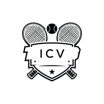 ICV Tennis Company logo. ICV Racket and Ball logo design for entrepreneur and business. ICV Athletic Branding best icon.
