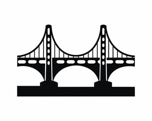Bridge over river icon silhouette vector isolated on white background