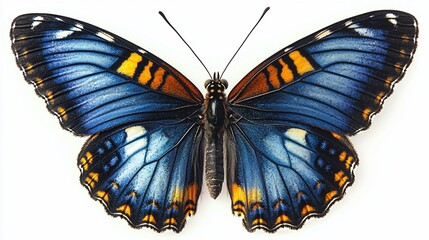 Vibrant butterfly wings, isolated, nature's beauty, white background