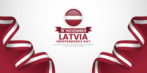 Latvia independence day banner background 18 November design element with waving ribbon flag