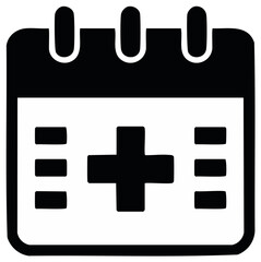 Obraz premium Medical Appointment Calendar Icon Featuring a Health Cross Black Silhouette
