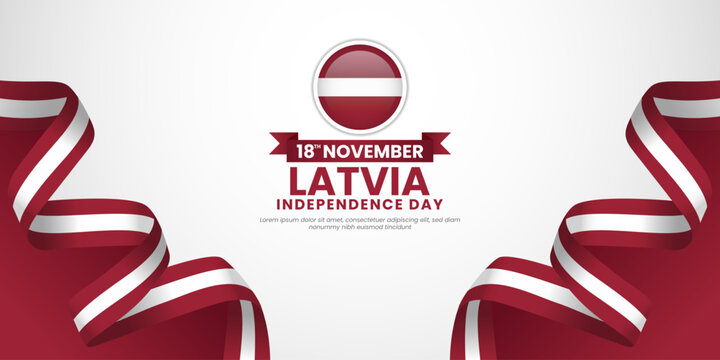 Latvia independence day banner background 18 November design element with waving ribbon flag
