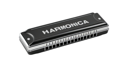 Black harmonica,  angled view