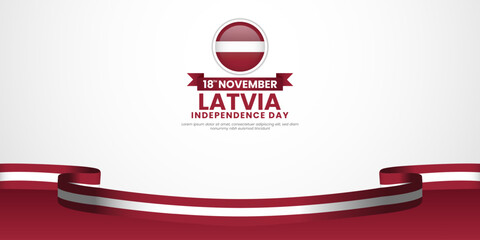 Latvia independence day banner background 18 November design element with waving ribbon flag