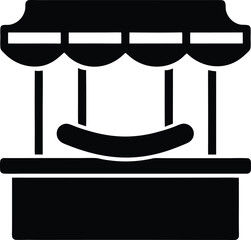 Hot dog stand silhouette vector art illustration