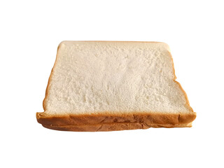 Photo of a plain white bread slice with soft texture and golden brown crust on a transparent background. Ideal for breakfast menu design, nutrition illustration, food graphics, and culinary decoration
