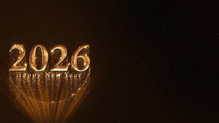 Celebrating arrival of 2026 sparkling blue Christmas background. and golden lettering wishing happy new year 2026 celebration sparkling festive decorations, creating joyful Holidays, Events, Messages - Powered by Adobe