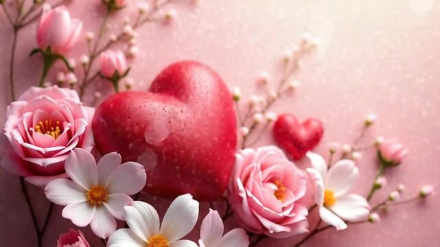 Footage of Heart Love Deeply in Romantic Flower Floral Greeting Card Background