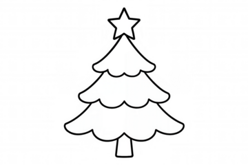 Christmas tree icon, line art illustration representing winter holidays and festive season, simple graphic design element