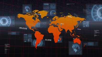 Opening map emerging, fading labels, forming gauges, code scrolling, panels aligning into dashboard - Powered by Adobe