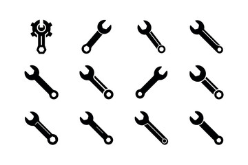 Naklejka premium Wrench Vector Icons – Tools, Repair, and Mechanical Equipment Set