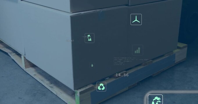 After pallet view AR icons fading updating values and scrolling code to present sustainable metrics