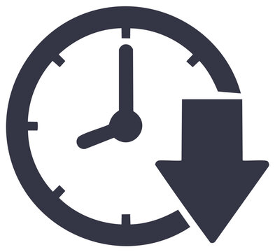 Clock with descending arrow symbol indicating time reduction or deadline approaching