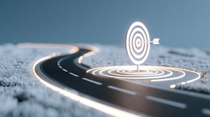 Road with a in the middle illustrating goal orientation and clear aiming direction in strategic planning