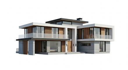 Luxurious Contemporary Villa with Modern Architecture and Large Balconies in a Bright Studio Setting