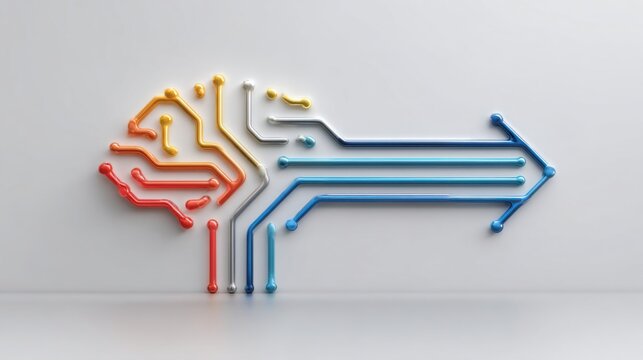 Colorful neon arrow depicting the bright and vibrant path of innovation in artificial intelligence development roadmap
