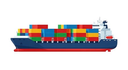 Cargo ship transporting shipping containers, symbolizing global trade, logistics, and international commerce