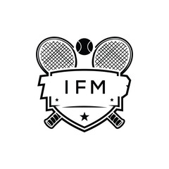 IFM Tennis Company logo. IFM Racket and Ball logo design for entrepreneur and business. IFM Athletic Branding best icon.
