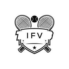 IFV Tennis Company logo. IFV Racket and Ball logo design for entrepreneur and business. IFV Athletic Branding best icon.
