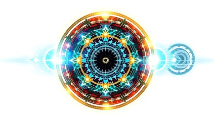 "Futuristic nebula core glowing sphere, cosmic energy design, isolated on white background, PNG cutout."