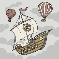 pirate ship on a sea