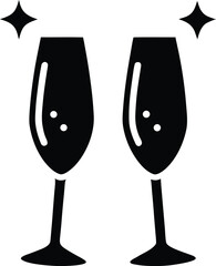 Champagne glasses silhouette vector art illustration