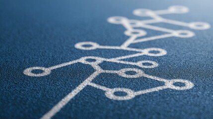 Blue background featuring white scissors representing blockchain technology roadmap chart highlighting pathways